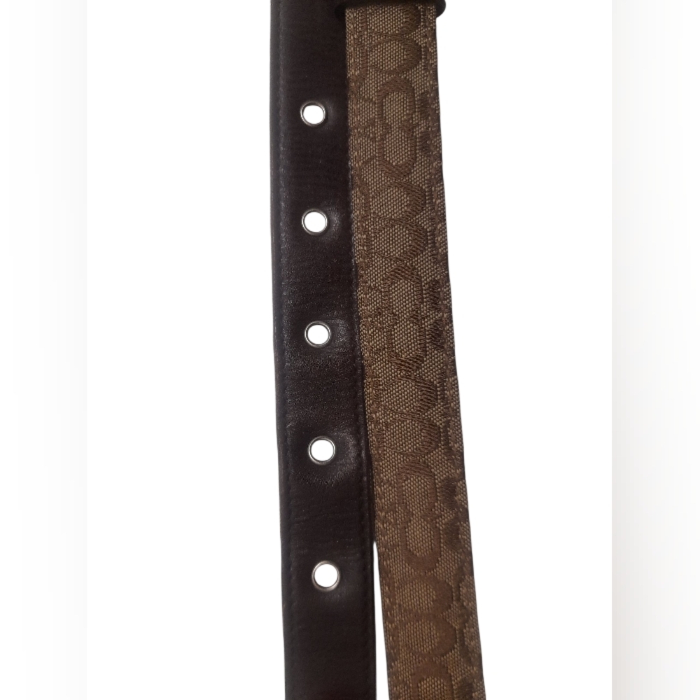 Coach Skinny Leather Canvas Signature C Belt - Picture 11 of 16